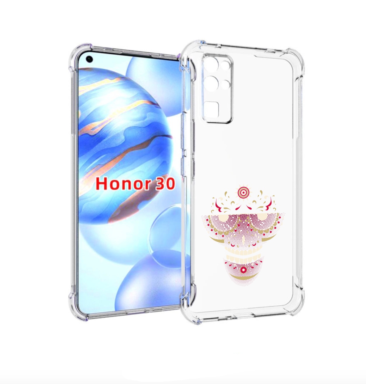 

Чехол бампер MyPads карнавальный скелет абстракция для Honor 30, Прозрачный, Tocco