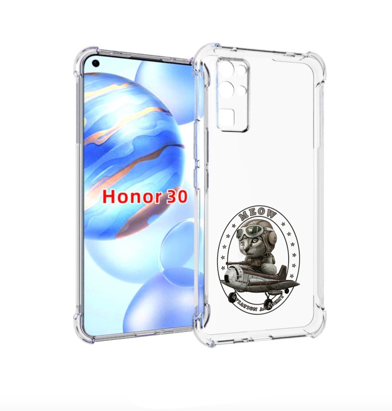 

Чехол бампер MyPads кот в самолете для Honor 30 (BMH-AN10) проти, Прозрачный, Tocco
