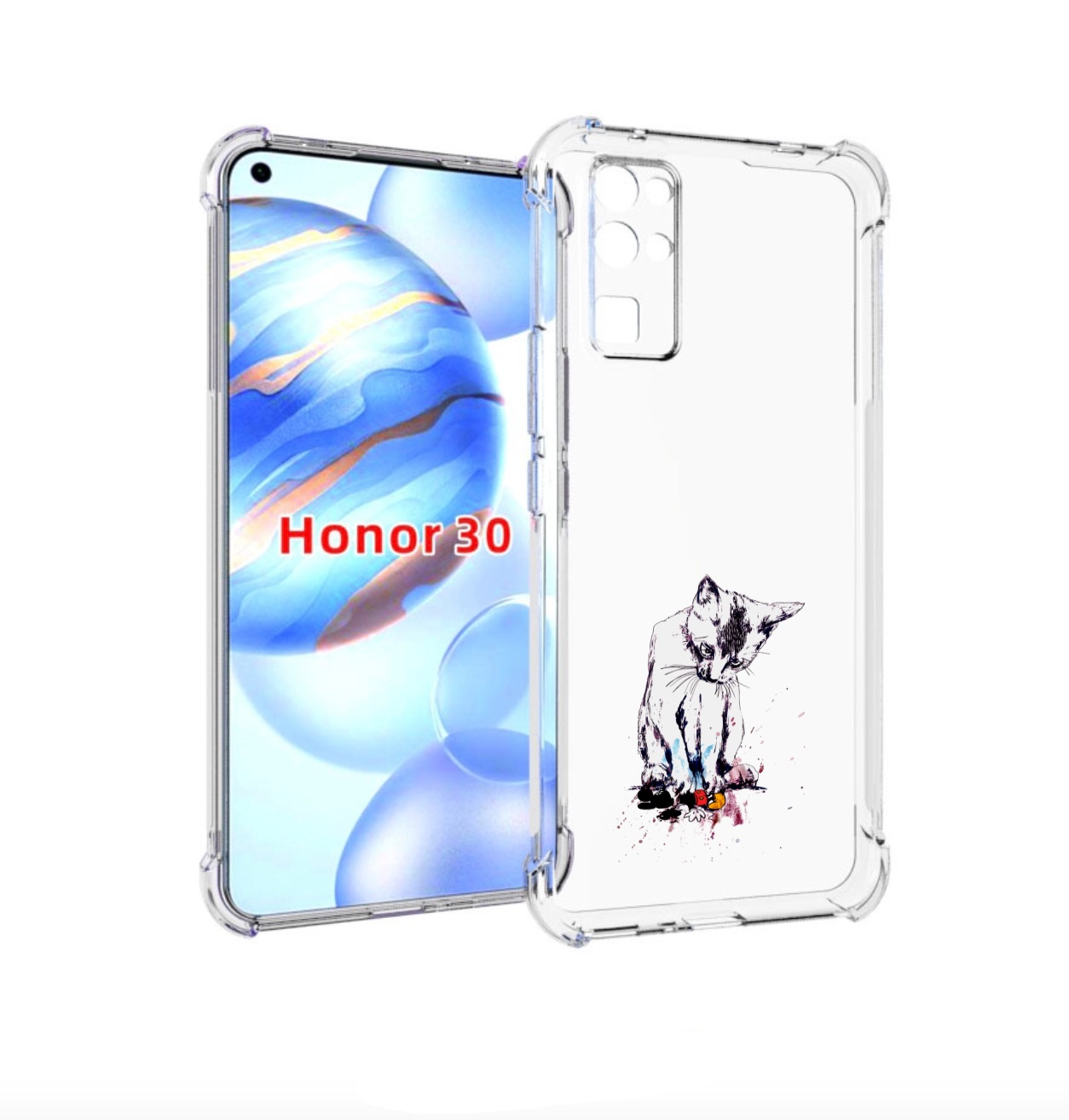 

Чехол бампер MyPads кот и микки для Honor 30 (BMH-AN10) противоу, Прозрачный, Tocco