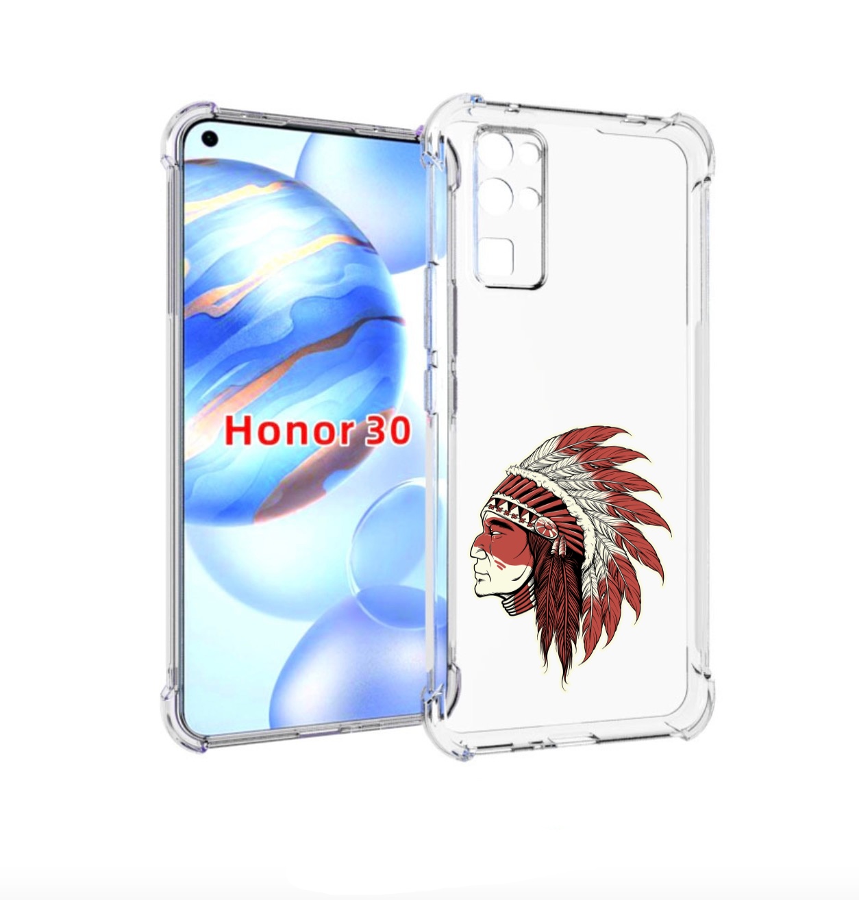 

Чехол бампер MyPads красный индеец для Honor 30 (BMH-AN10) проти, Прозрачный, Tocco