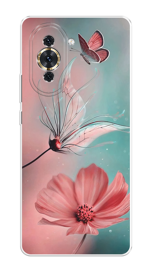 

Чехол на Huawei Nova 10 "Бабочка и цветок", Голубой;розовый, 6108950-1