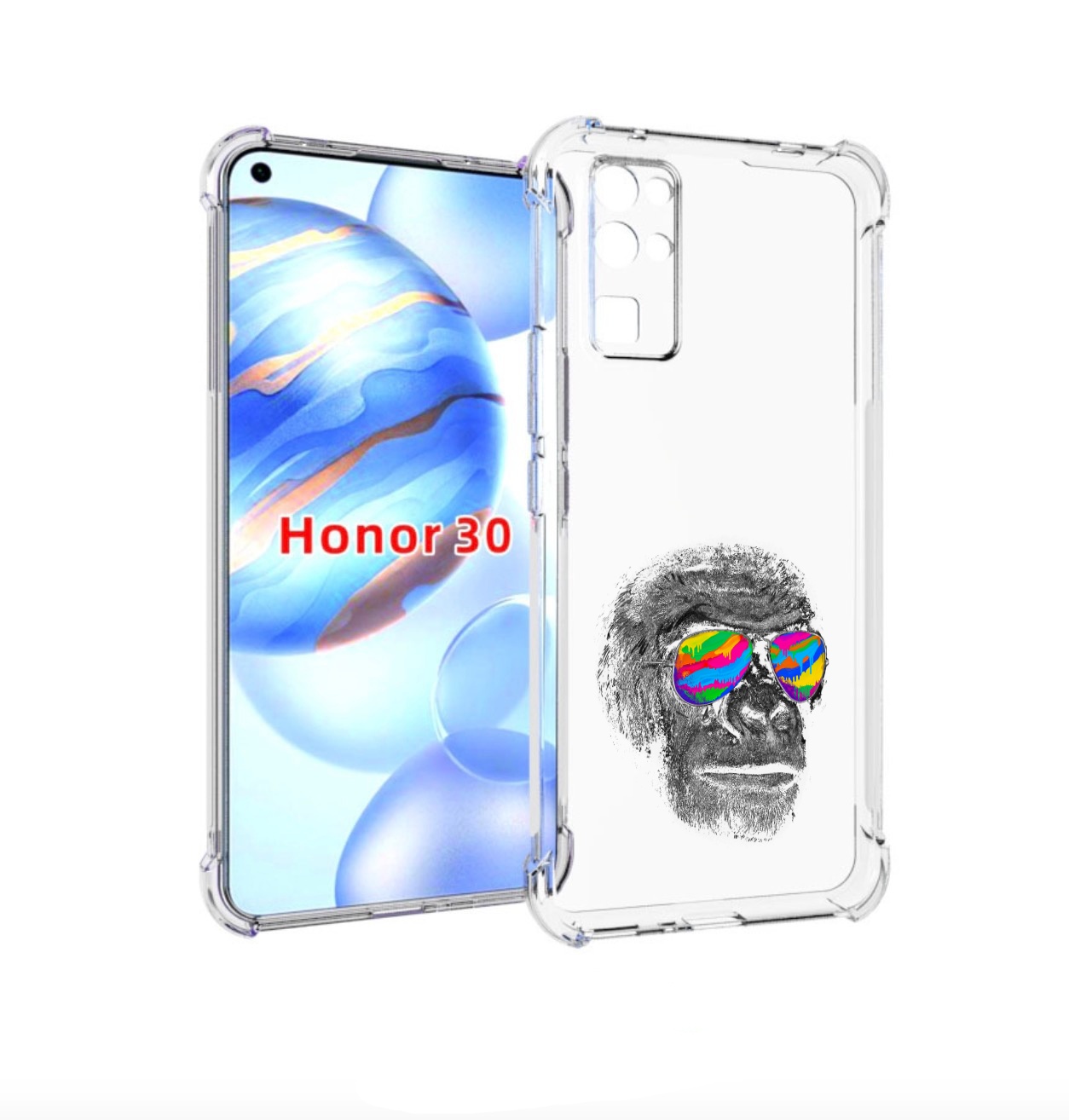 

Чехол бампер MyPads крутая обезьяна в очках для Honor 30 (BMH-AN, Прозрачный, Tocco