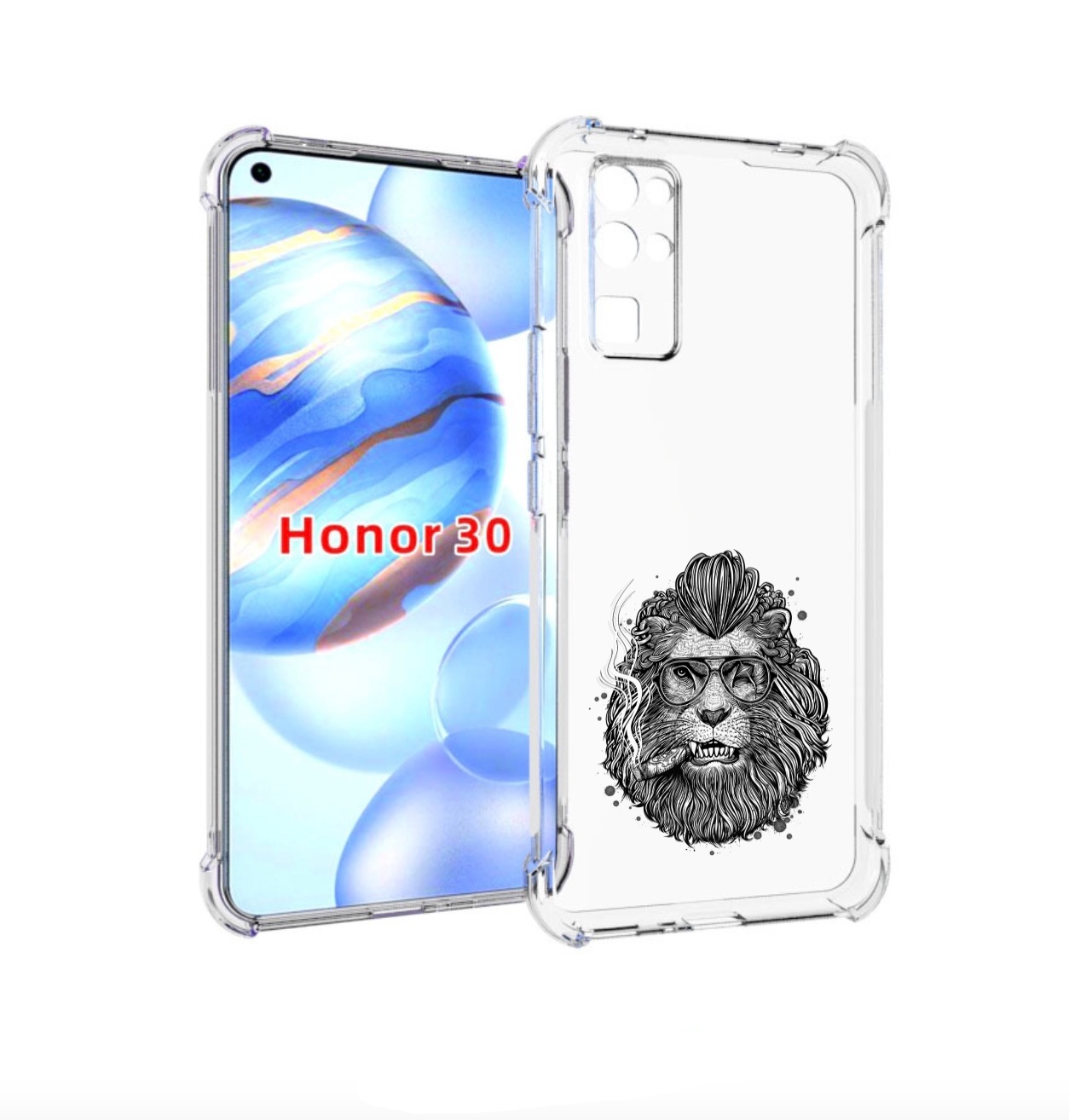 

Чехол бампер MyPads курящий лев для Honor 30 (BMH-AN10) противоу, Прозрачный, Tocco