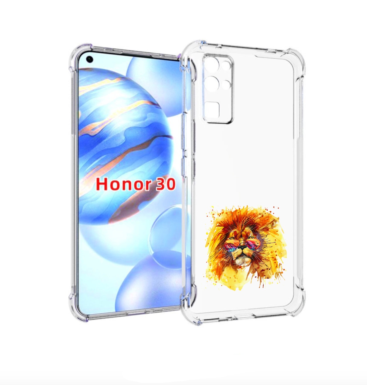 

Чехол бампер MyPads лев в очках для Honor 30 (BMH-AN10) противоу, Прозрачный, Tocco