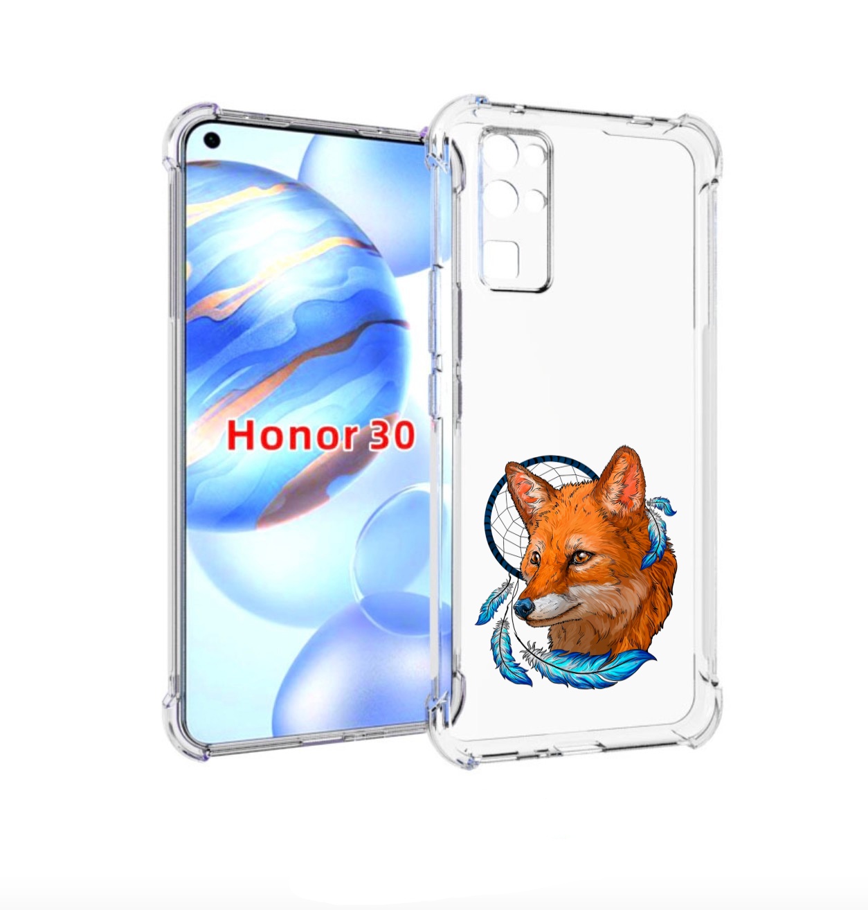 

Чехол бампер MyPads лиса и ловец снов для Honor 30 (BMH-AN10) пр, Прозрачный, Tocco