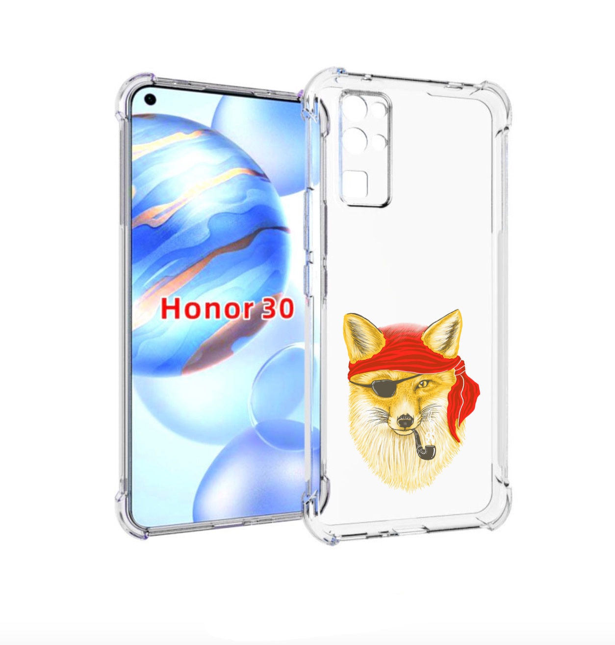 

Чехол бампер MyPads лиса-пират для Honor 30 (BMH-AN10) противоуд, Прозрачный, Tocco