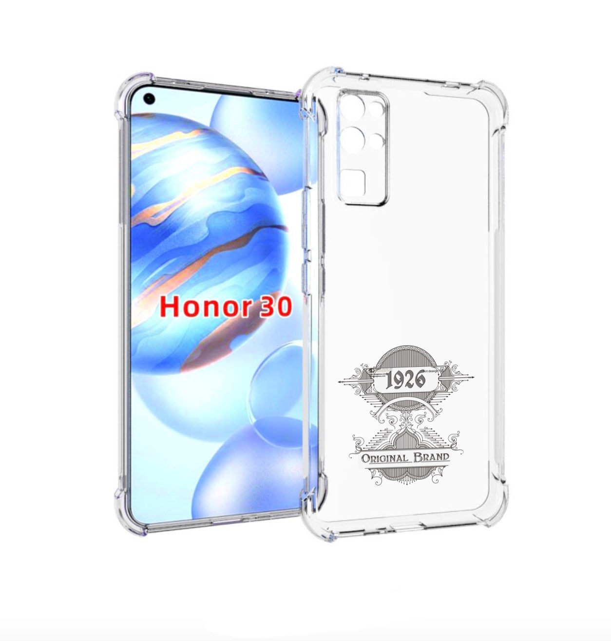 

Чехол бампер MyPads логотип черно белый для Honor 30 (BMH-AN10), Прозрачный, Tocco