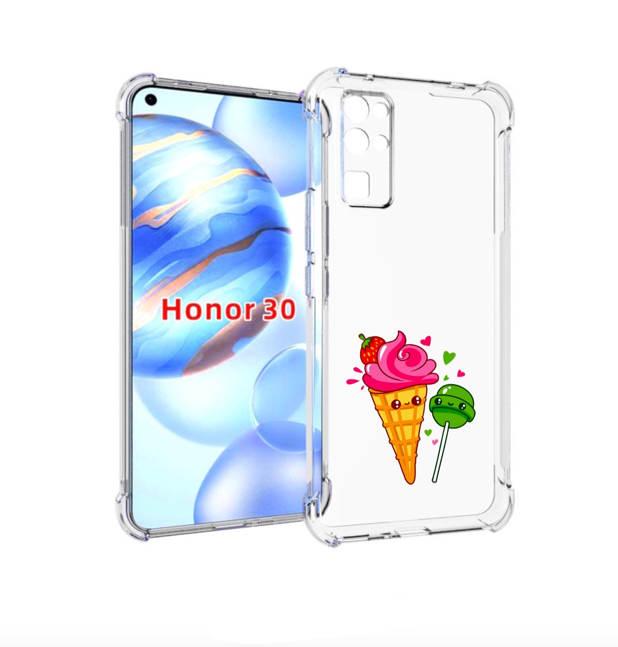 

Чехол бампер MyPads Вкусняшки для Honor 30 (BMH-AN10) противоуда, Прозрачный, Tocco