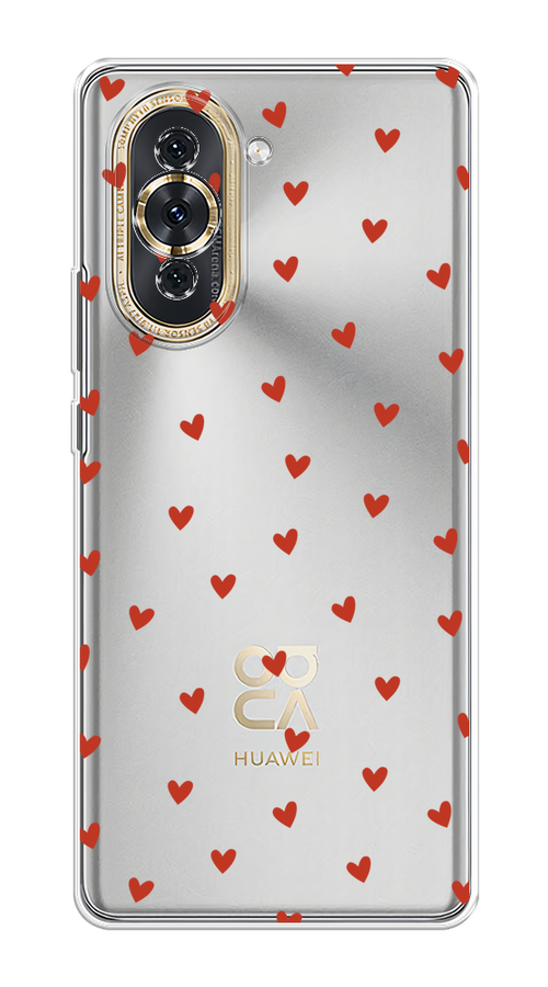 

Чехол на Huawei Nova 10 "Red hearts", Красный;прозрачный, 6108950-1