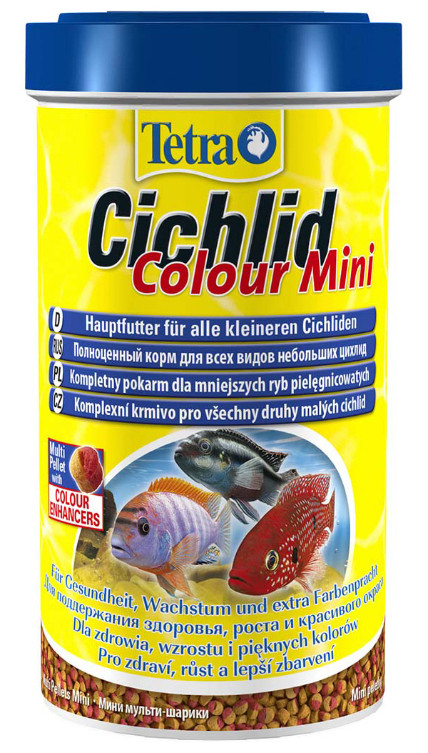 Корм для аквариумных рыбок Tetra Cichlid Colour Mini Pellets шарики, 500 мл