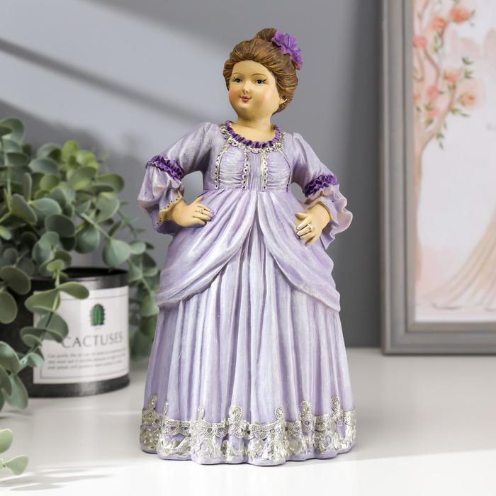 

Сувенир полистоун "Барышня в сиреневом платье золотым с кружевом" 22х11х9,5 см