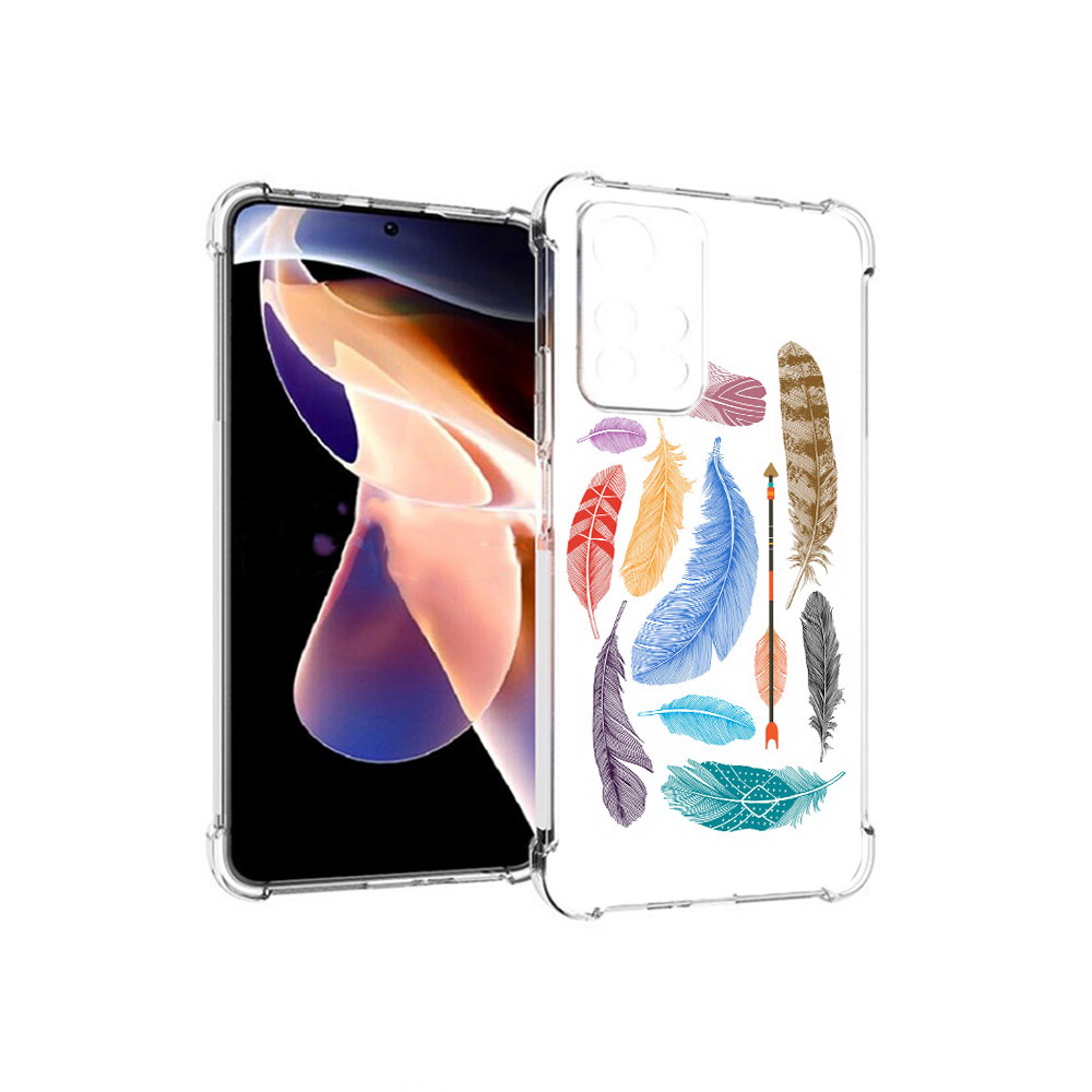 

Чехол MyPads Tocco для Xiaomi Redmi Note 11 Pro разноцветные перья (PT224811.282.572), Прозрачный, Tocco