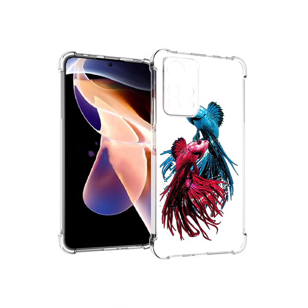 

Чехол MyPads Tocco для Xiaomi Redmi Note 11 Pro рыбы петушки (PT224811.282.592), Прозрачный, Tocco