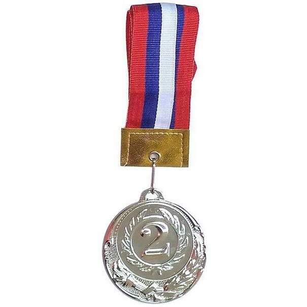 F11742 Медаль 2 место (d-6 см, лента триколор в комплекте)