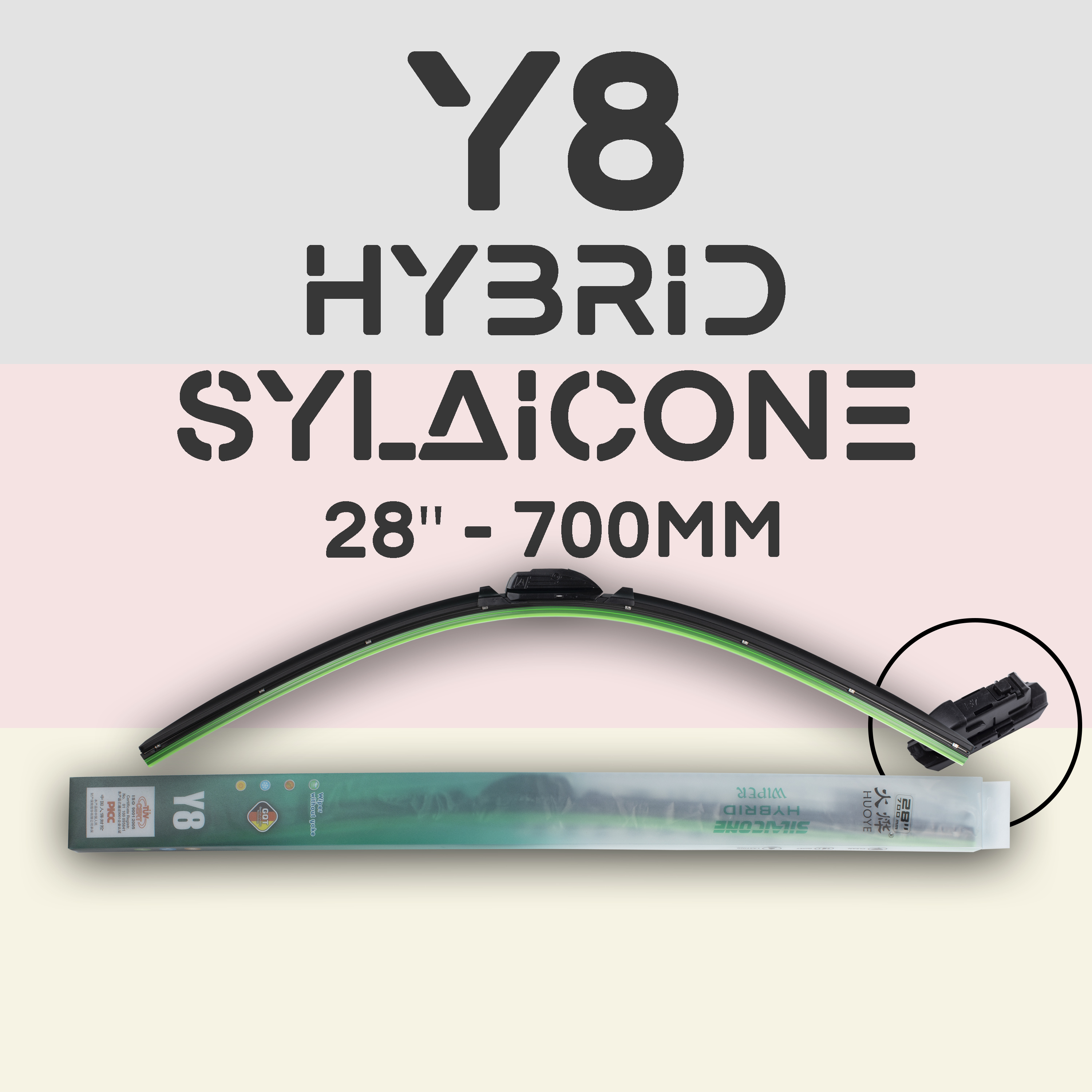 

Щетка стеклоочистителя - HUOYE Y8 - Гибридный силиконовый дворник - 28"/700 Guide Lock, Y8