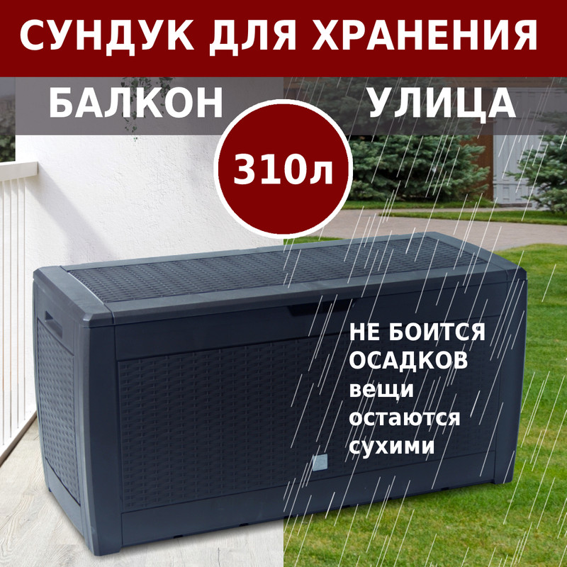 

Ящик для хранения вещей Prosperplast BOXE RATO, антрацит, MBR310-S433, BOXE RATO