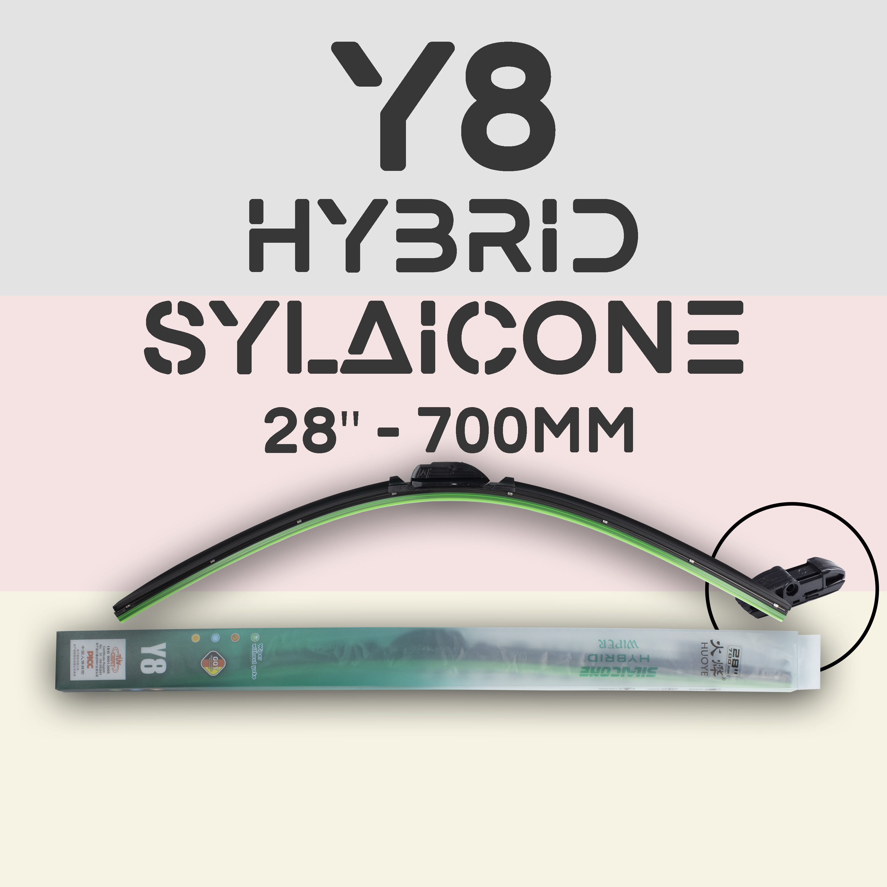 

Щетка стеклоочистителя - HUOYE Y8 - Гибридный силиконовый дворник - 28"/700 Side pin, Y8