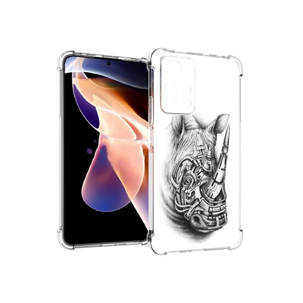 

Чехол MyPads Tocco для Xiaomi Redmi Note 11 Pro стальной носорог (PT224811.282.620), Прозрачный, Tocco
