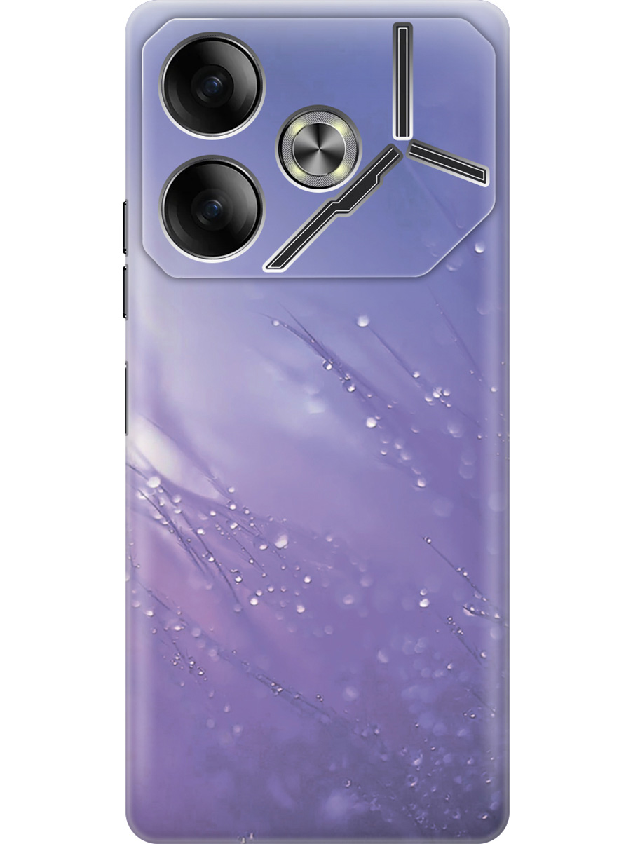 

Силиконовый чехол на Tecno Pova 6 с принтом "Капли на синей траве", Прозрачный;белый;синий, 782634222