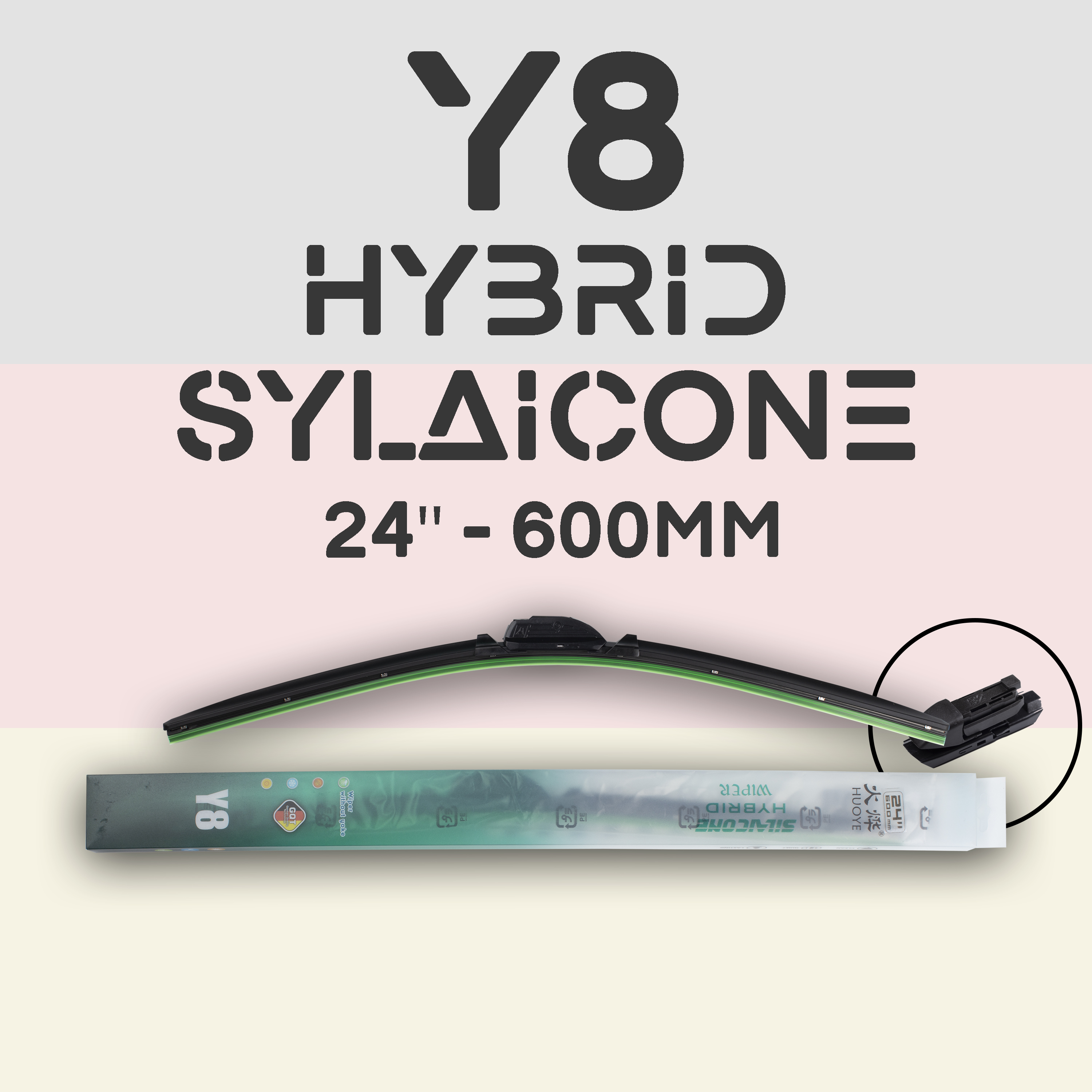 

Щетка стеклоочистителя - HUOYE Y8 - Гибридный силиконовый дворник - 24"/600 Push button, Y8