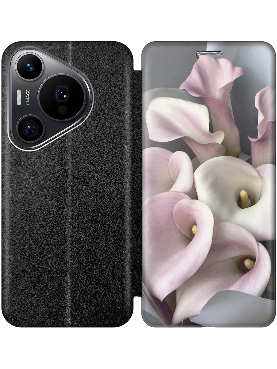 

Чехол-книжка на Huawei Pura 70 Pro / 70 Pro+ с принтом "Розовые каллы" черный, Черный;розовый, 782625222