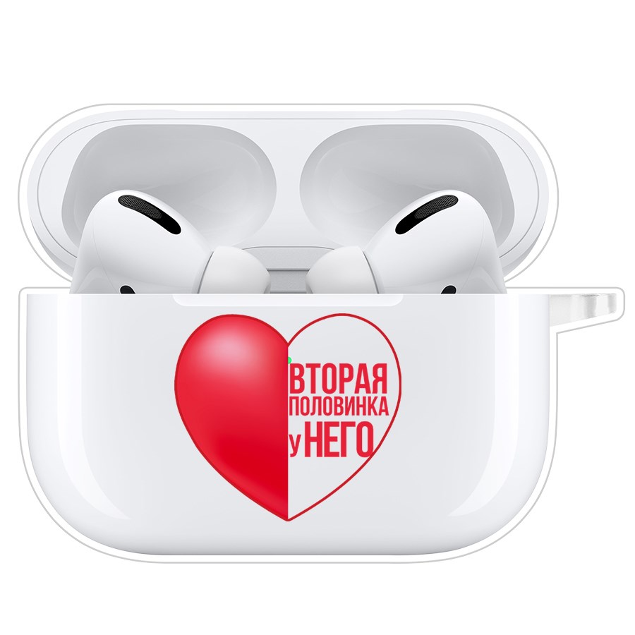

Чехол Krutoff Clear Case для AirPods Pro 2 Половинка у него, Прозрачный