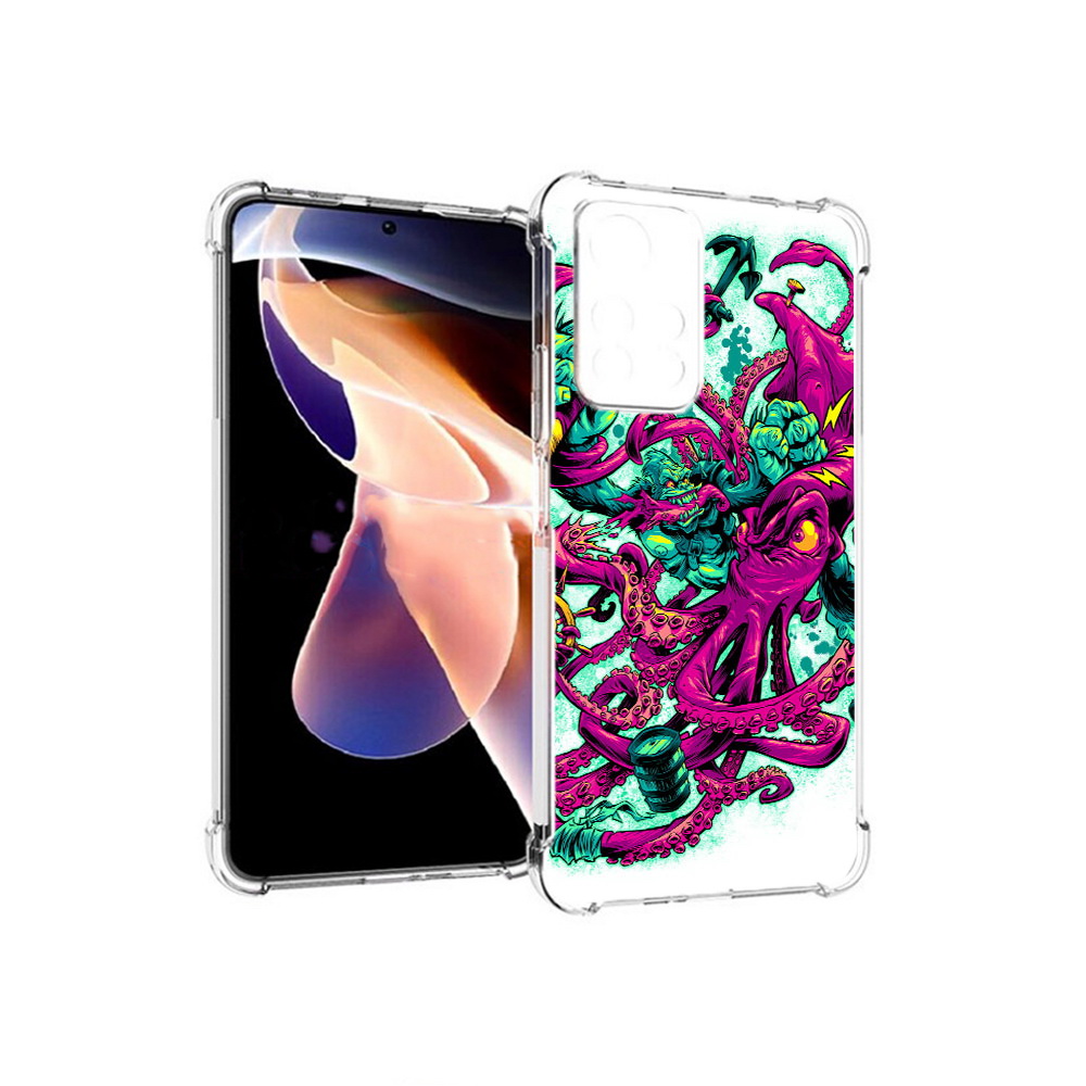 

Чехол MyPads Tocco для Xiaomi Redmi Note 11 Pro фиолетовый кракен (PT224811.282.657), Прозрачный, Tocco