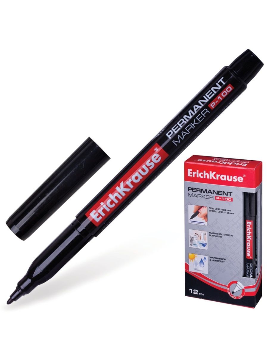 

Маркер перманентный 12 шт, Черный