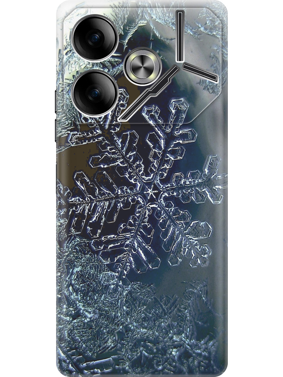 

Силиконовый чехол на Tecno Pova 6 с принтом "Макро снежинка", Прозрачный;синий;черный, 782634241