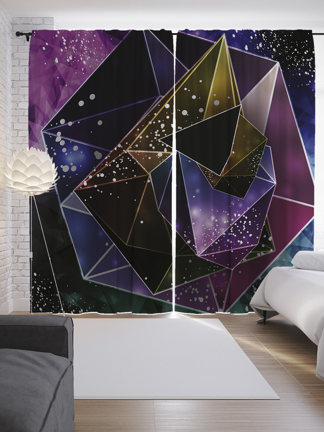 

Шторы JoyArty с фотопечатью "Космическая призма" из сатена, 290х265 см, Космическая призма