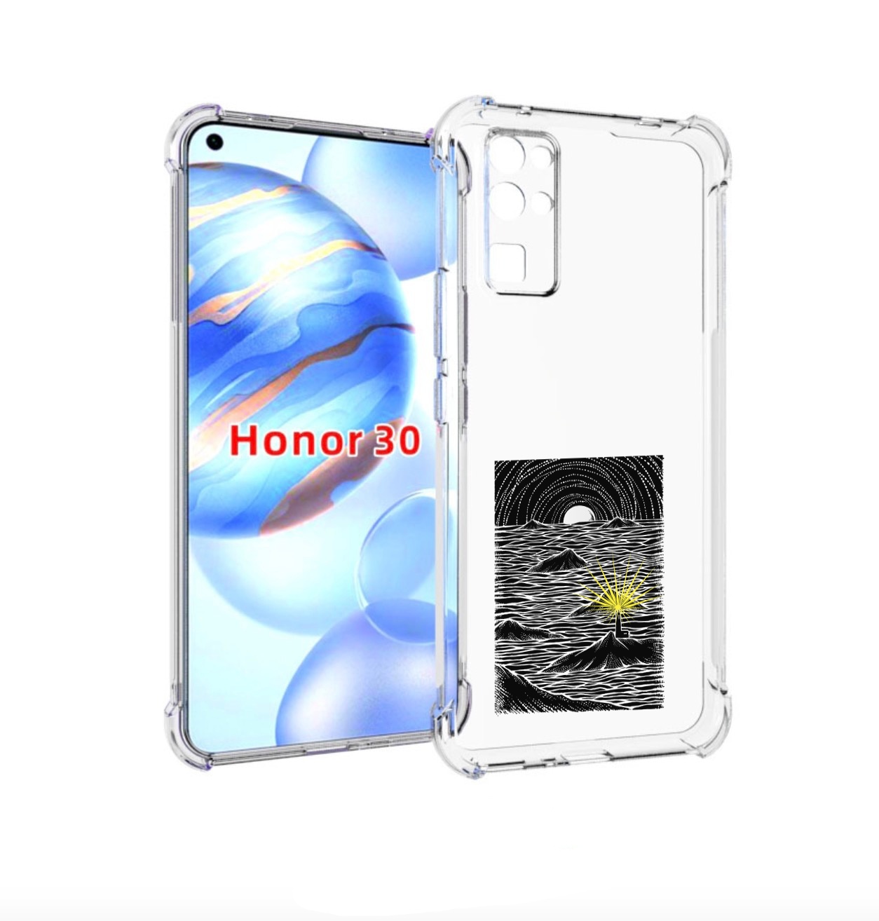 

Чехол бампер MyPads маяк в черно белом море для Honor 30 (BMH-AN, Прозрачный, Tocco