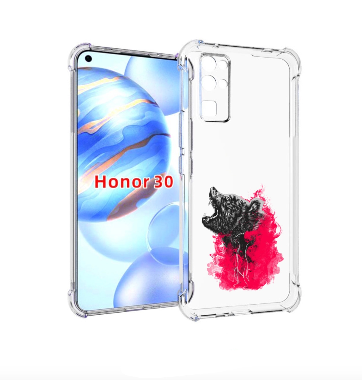 

Чехол бампер MyPads медведь в дымке для Honor 30 (BMH-AN10) прот, Прозрачный, Tocco