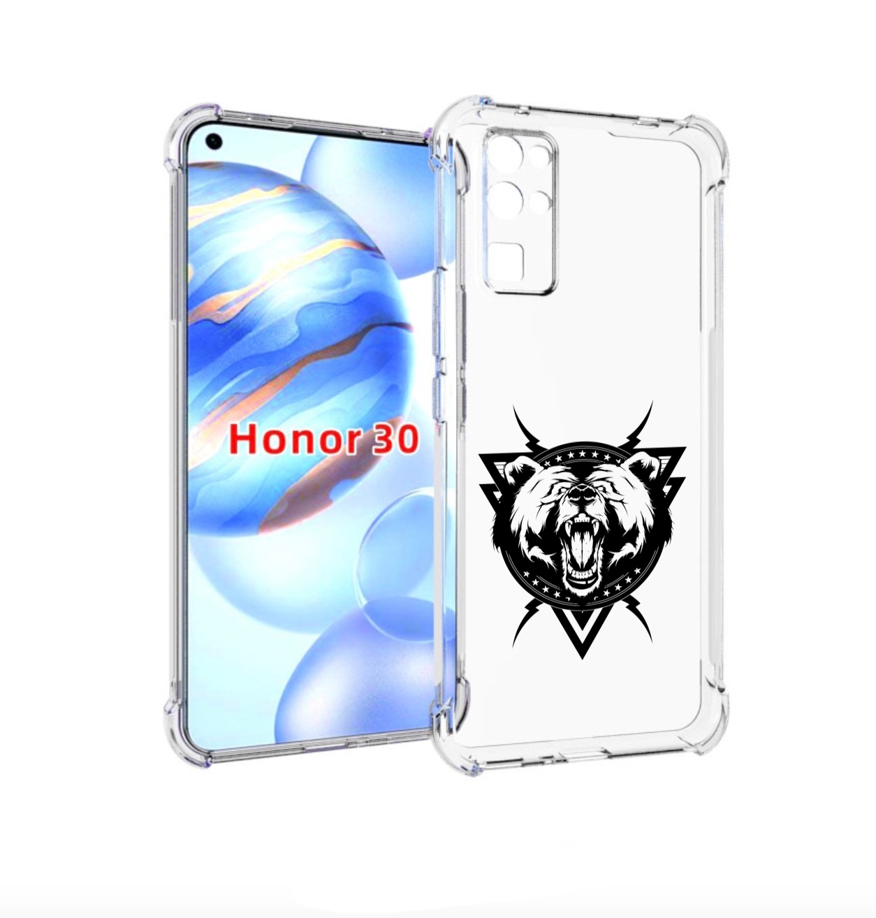 

Чехол бампер MyPads медведь в треугольнике для Honor 30 (BMH-AN1, Прозрачный, Tocco