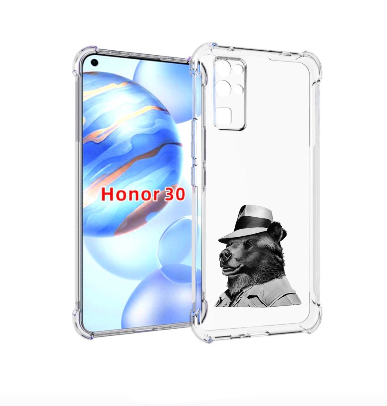 Чехол бампер MyPads медведь в шляпе для Honor 30 (BMH-AN10) прот