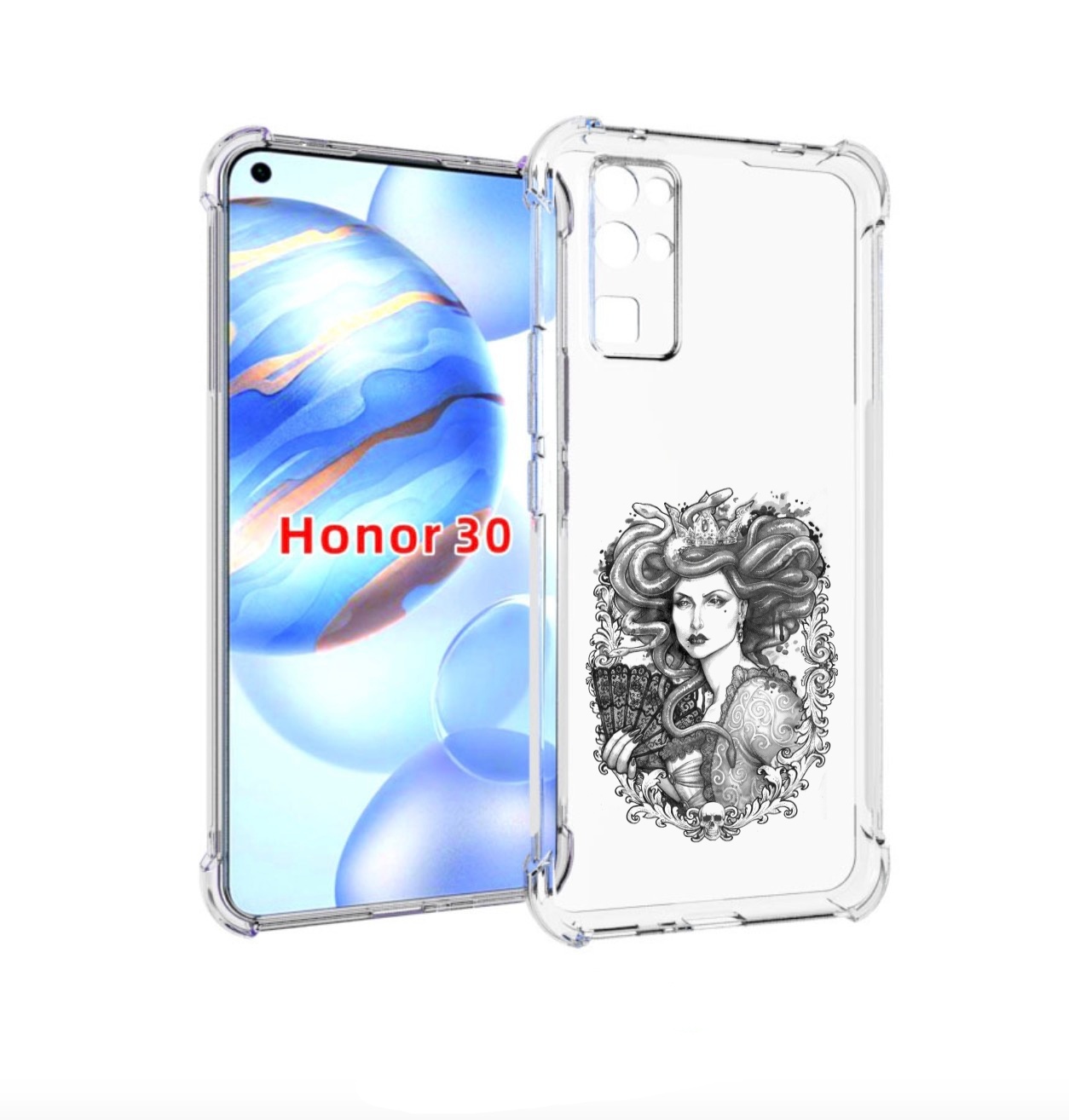 

Чехол бампер MyPads медуза черно белый для Honor 30 (BMH-AN10) п, Прозрачный, Tocco