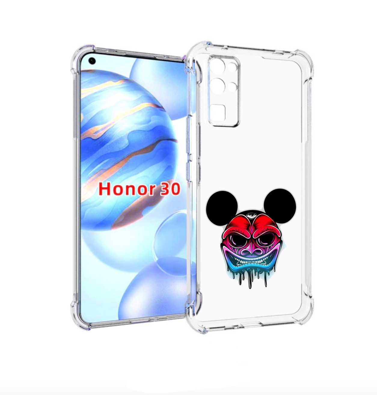 

Чехол бампер MyPads микки в маске для Honor 30 (BMH-AN10) против, Прозрачный, Tocco