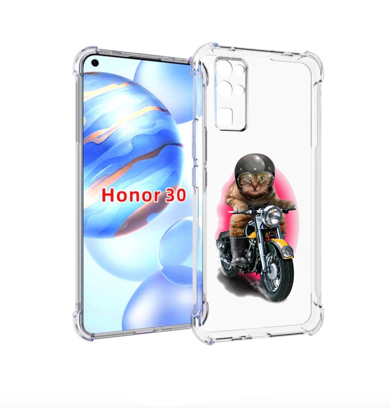 Чехол бампер MyPads мото-кот для Honor 30 (BMH-AN10) противоударный