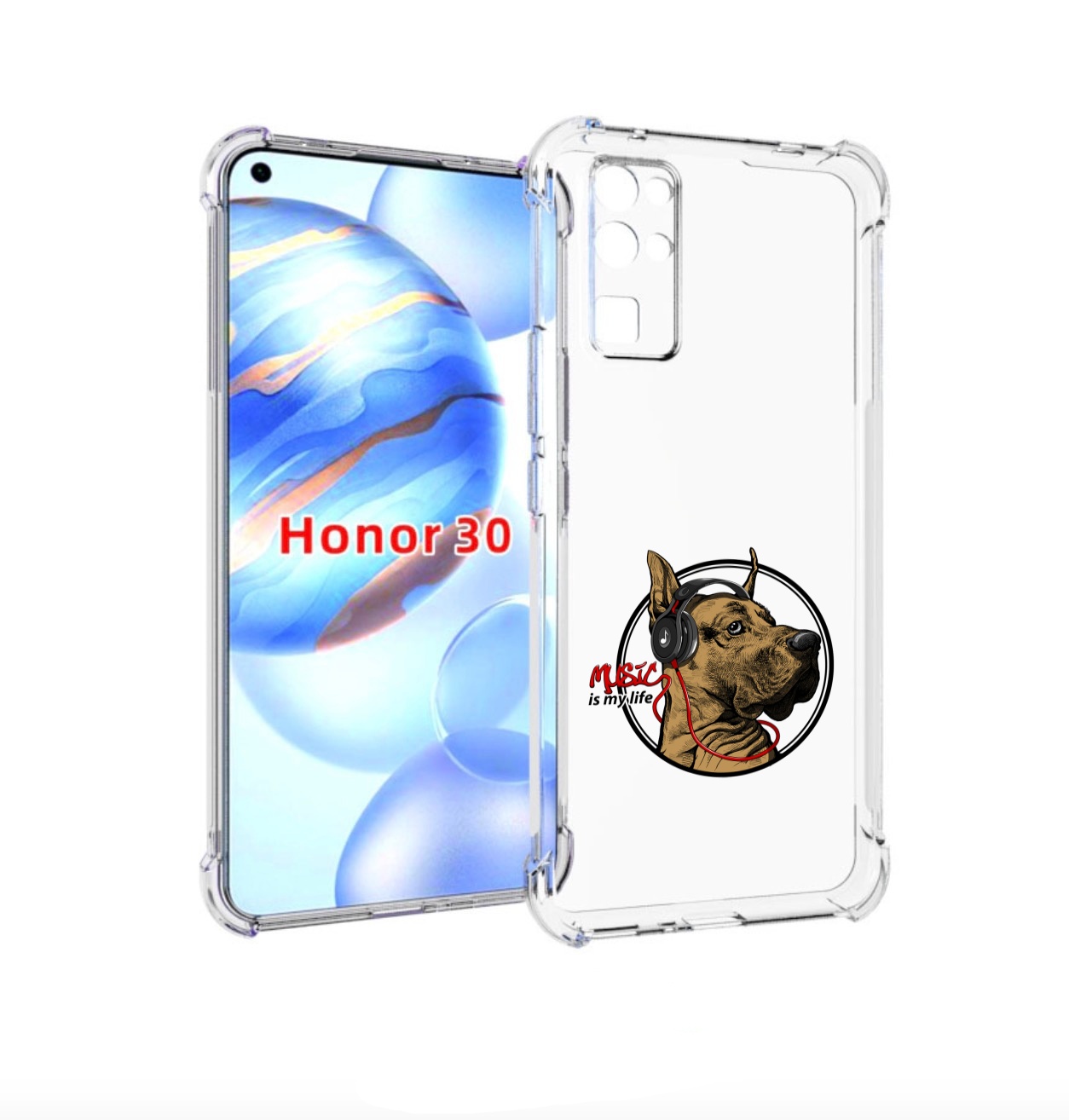 

Чехол бампер MyPads музыкальная собака для Honor 30 (BMH-AN10) п, Прозрачный, Tocco