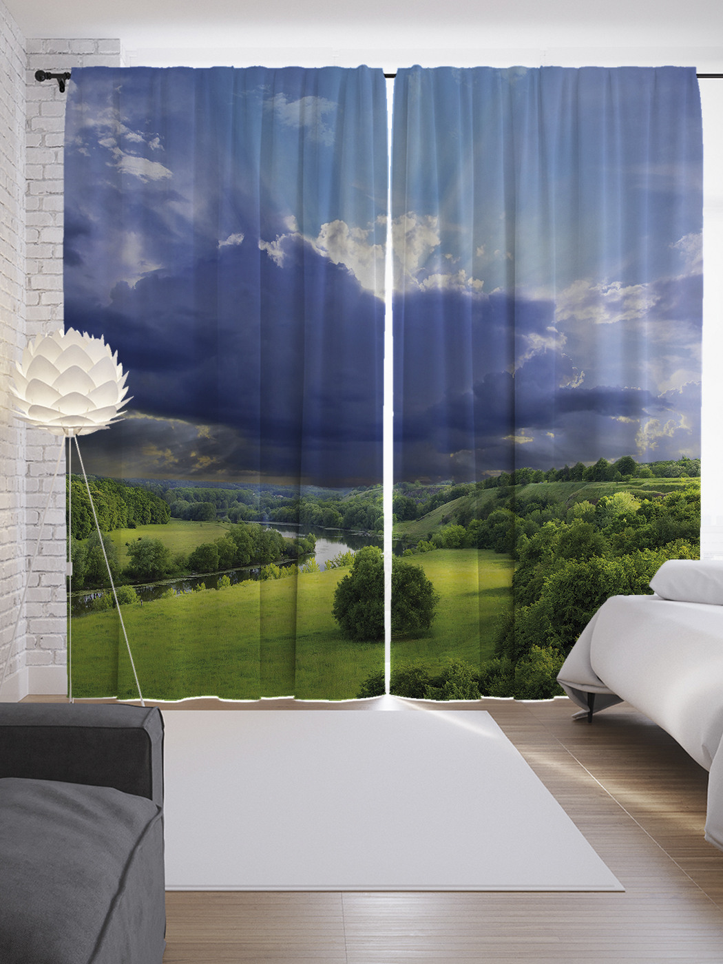 

Шторы JoyArty с фотопечатью "Мощное облако" из сатена, 290х265 см, Мощное облако