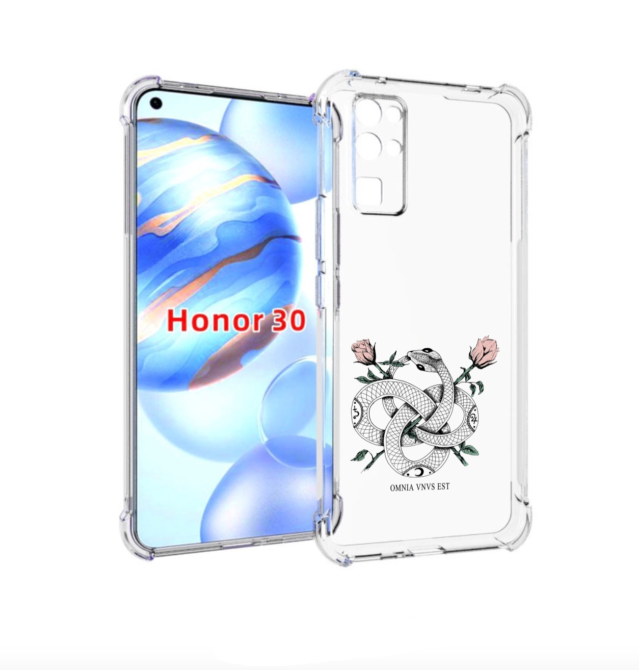 

Чехол бампер MyPads нарисованная змея абстракция для Honor 30 (B, Прозрачный, Tocco