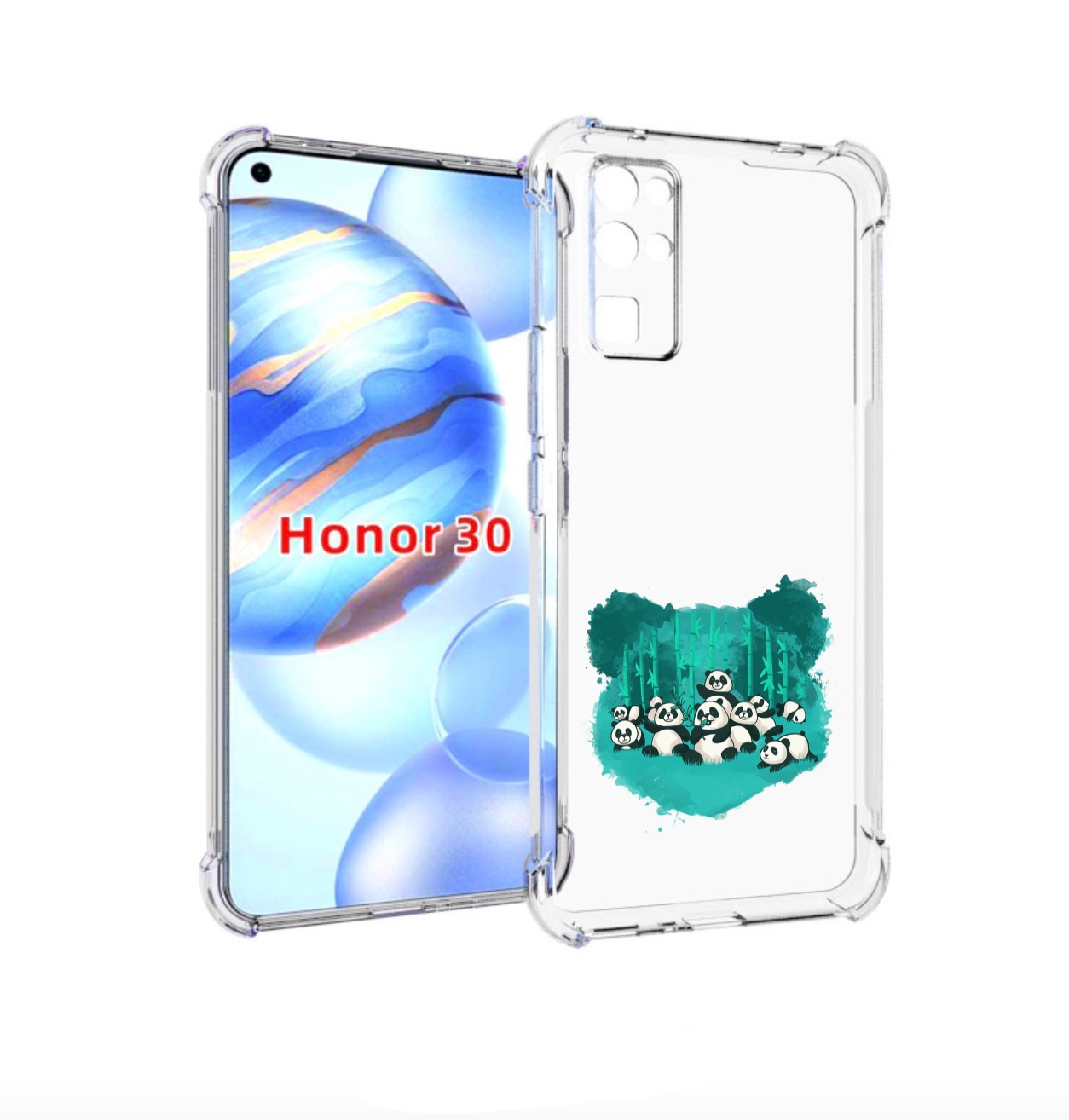 

Чехол бампер MyPads нарисованные панды для Honor 30 (BMH-AN10) п, Прозрачный, Tocco