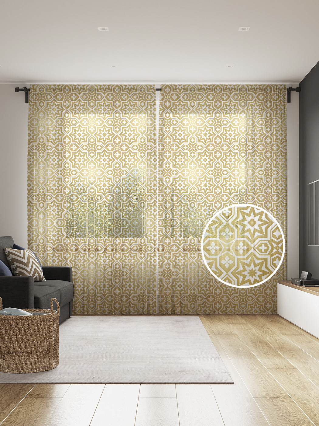 

Фототюль JoyArty "Пастельные орнаменты", 145x265см, 2 полотна, лента, 50 крючков, Пастельные орнаменты