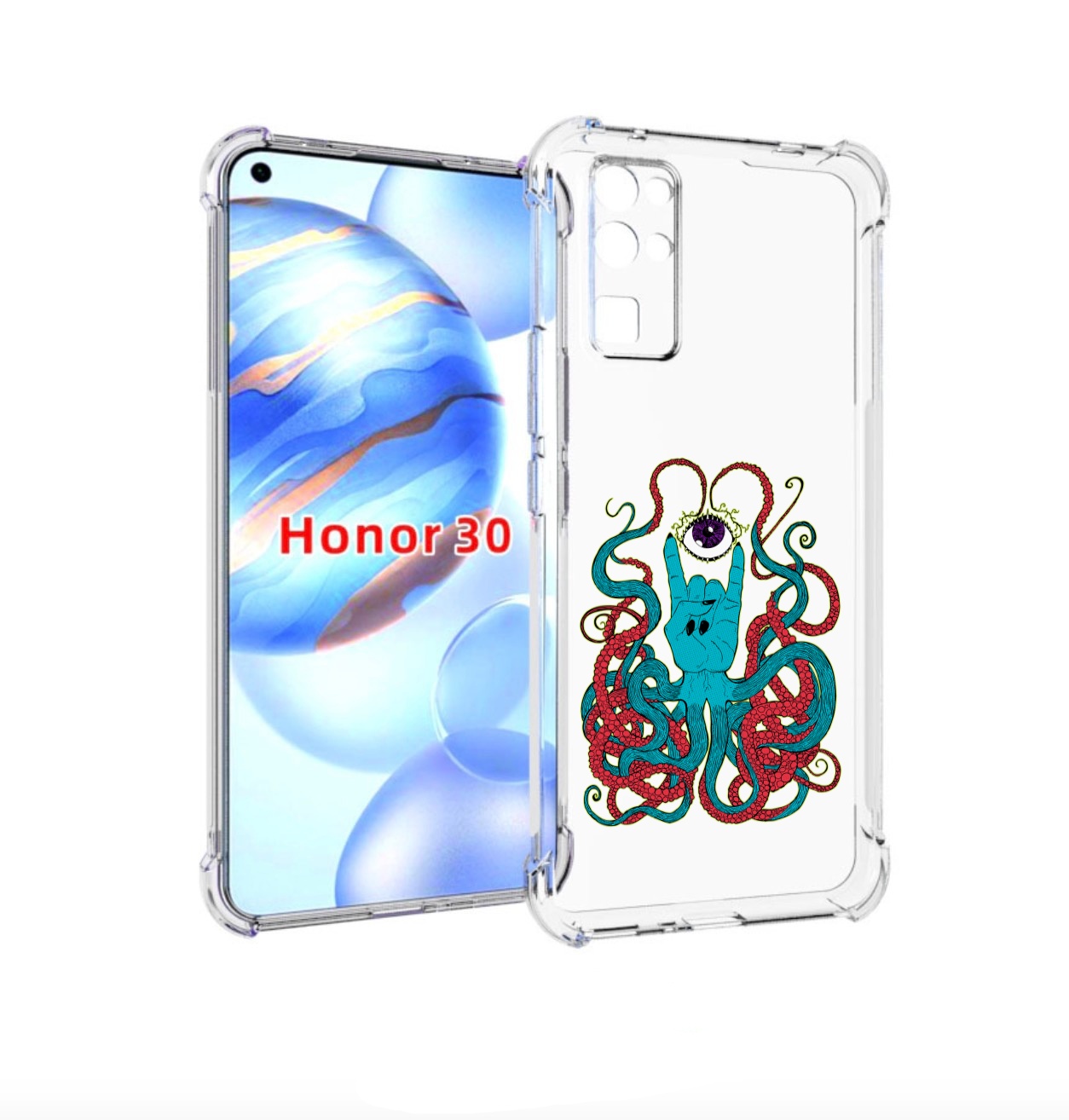 

Чехол бампер MyPads осьминог-рука абстракция для Honor 30 (BMH-A, Прозрачный, Tocco