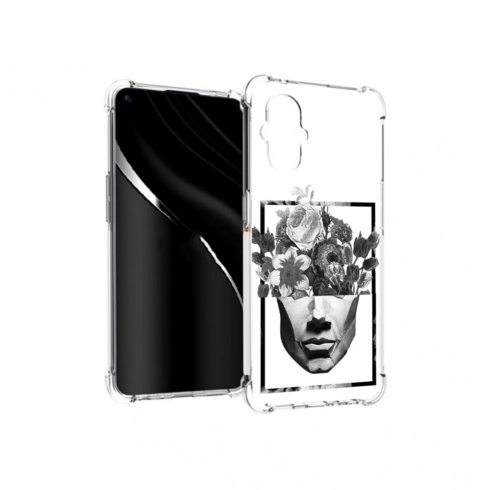 

Чехол MyPads Tocco для OnePlus Nord N20 5G черно белая ваза в абстракции, Прозрачный, Tocco