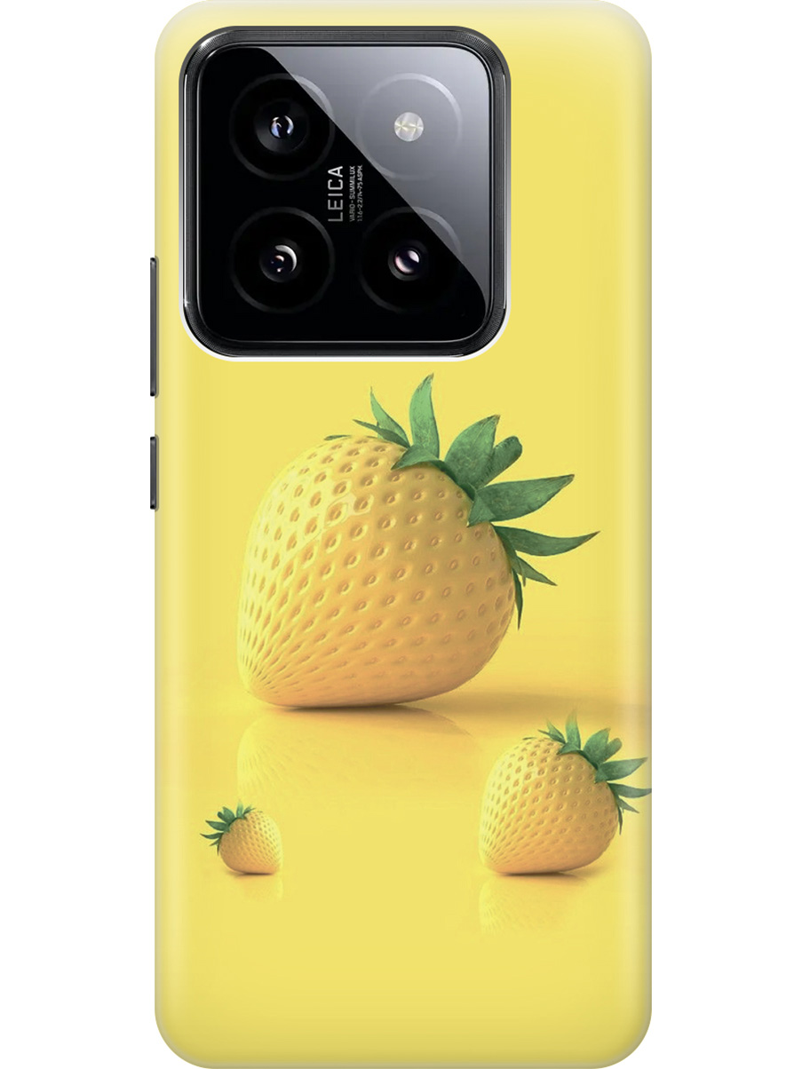 

Силиконовый чехол на Xiaomi 14 Pro с рисунком "Желтая клубника", Черный, 20012089