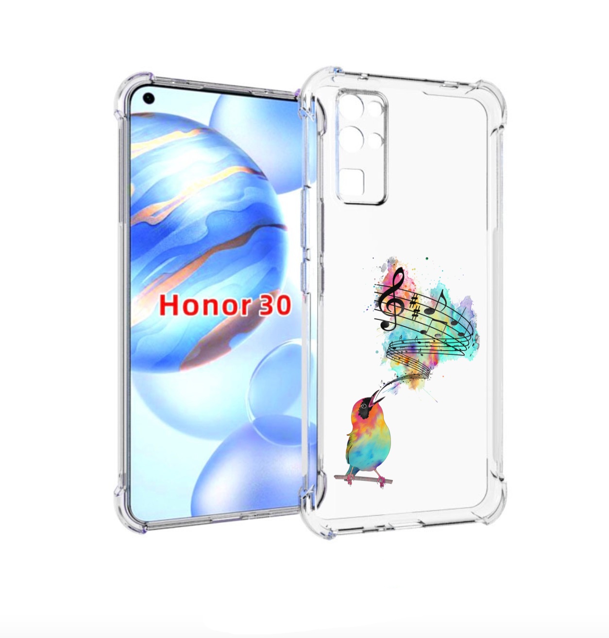 

Чехол бампер MyPads певчая птичка для Honor 30 (BMH-AN10) против, Прозрачный, Tocco