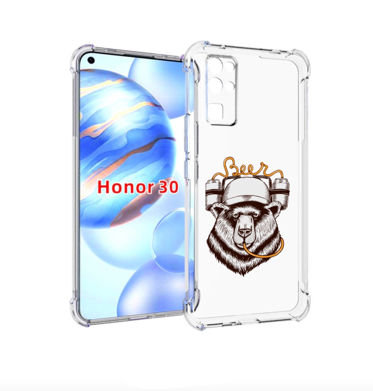 

Чехол бампер MyPads пивной медведь для Honor 30 (BMH-AN10) проти, Прозрачный, Tocco