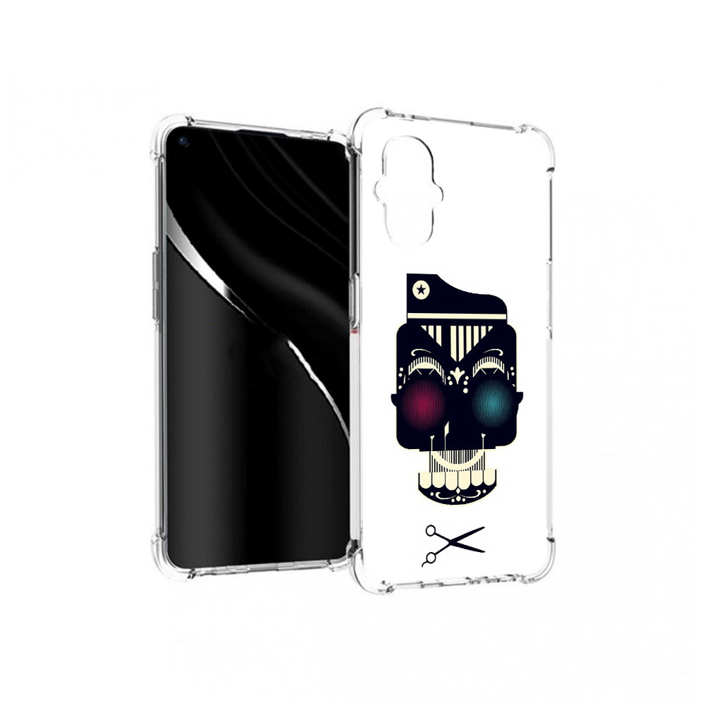 

Чехол MyPads Tocco для OnePlus Nord N20 5G черно белый скелет с яркими глазами, Прозрачный, Tocco