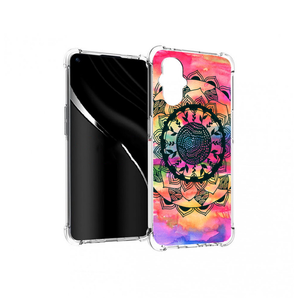 

Чехол MyPads Tocco для OnePlus Nord N20 5G яркая абстракция круглый цветок, Прозрачный, Tocco