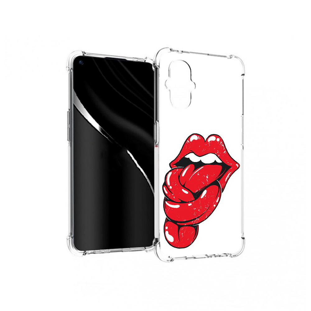 

Чехол MyPads Tocco для OnePlus Nord N20 5G яркие губы с языком (PT227047.135.705), Прозрачный, Tocco